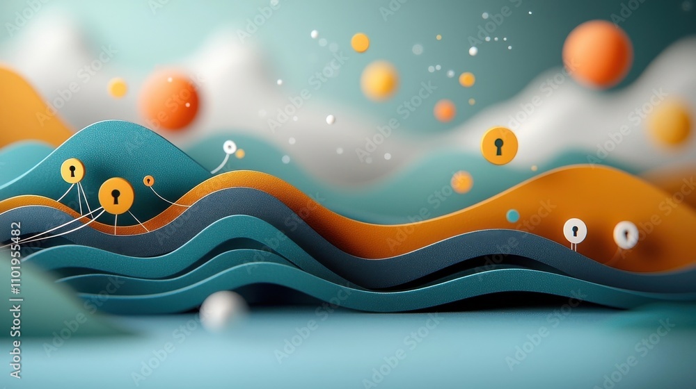 Poster mesmerizing waves of color and light create an ethereal dreamlike landscape in this captivating digi