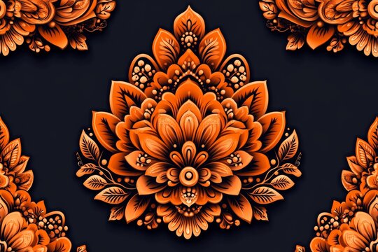 Elegant floral geometric shapes set against a smooth, contemporary background, featuring gold and deep blue styling. Perfect for use on fabric, wallpaper, or packaging, this decorative print exudes