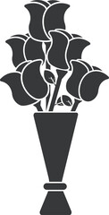 Isolated pictogram sign flowes bouquet with bllom flowers, leaves and ribbon 
