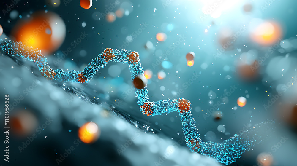 Poster virtual drug design and glowing dna mapping customized biotechnology visualization in a laboratory e