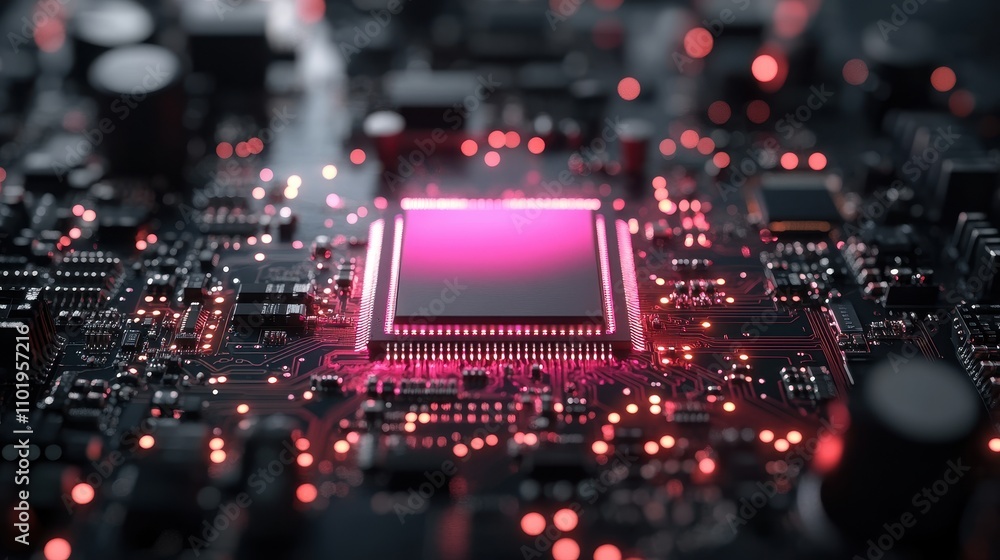 Poster innovative technology circuit board digital environment macro photography futuristic design close-up