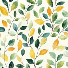 Watercolor Floral Leaf Pattern