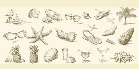 hand drawn collection of herbs