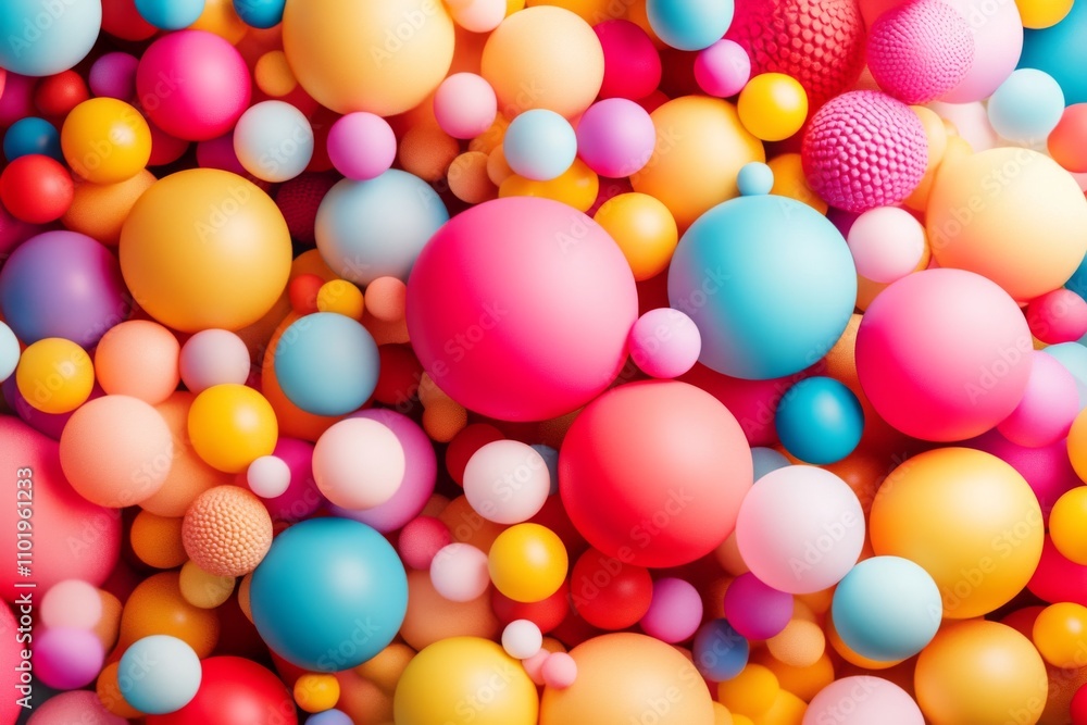 Aufkleber a flat layout of multiple spheres forming a three-dimensional design against a pink backdrop