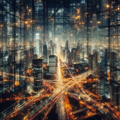 A multiple exposure photograph that blends the reflections on th