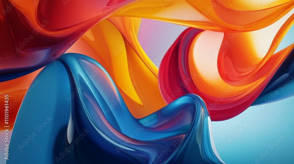 Poster vibrant flowing colors in abstract design with smooth curves