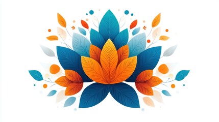 Vibrant Abstract Flower Design with Leaves and Floral Elements
