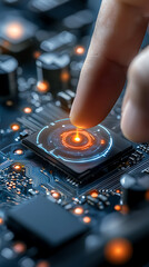 Obraz premium Ai breach detection lab holographic data processing cyber technology environment close-up viewpoint neon concept