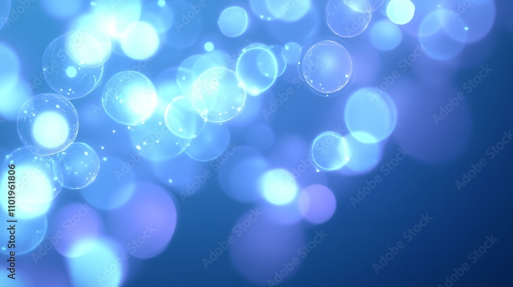 Poster soft blue bokeh background with glowing lights and delicate texture