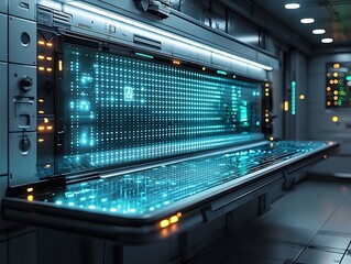 Futuristic Progress Bar with Holographic Loading Effect on Glass Screen Representing Cutting Edge Technology