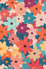 Flower Petals Pattern: Seamless patterns made from colorful, stylized flower petals