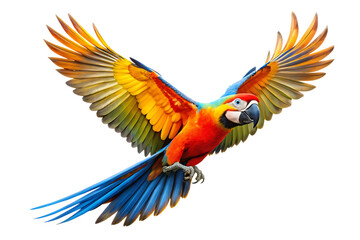 Fototapeta premium flying parrot isolated on white background as transparent. PNG. AI GENERATED.