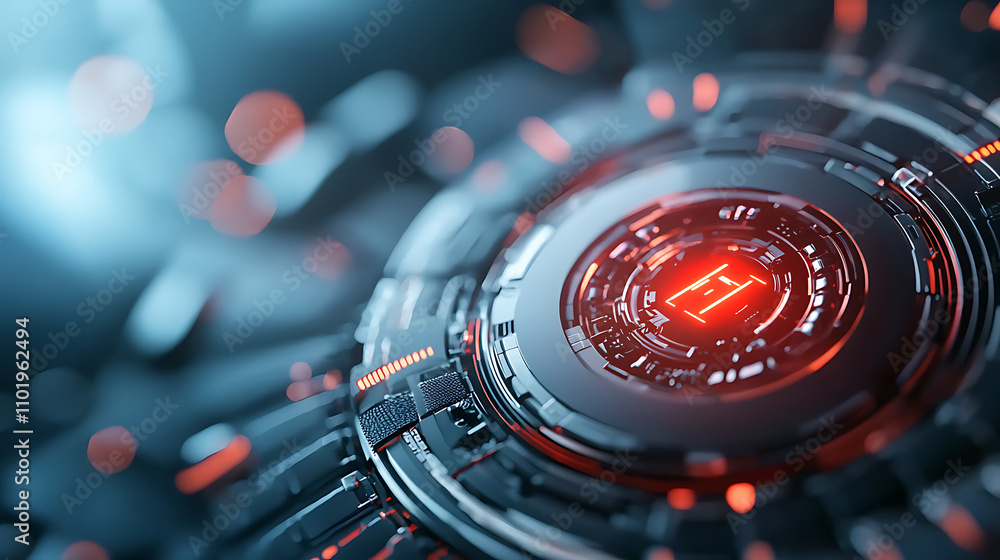 Poster ai defense against malware holographic red alert framework digital space graphic design futuristic c