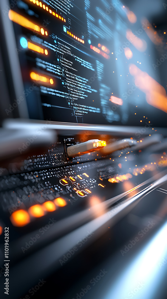 Poster ai firewall breach alert dashboard digital security environment holographic visualization technology