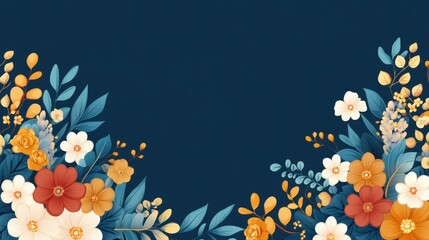 Elegant Floral Arrangement with Blue Background and Colorful Flowers
