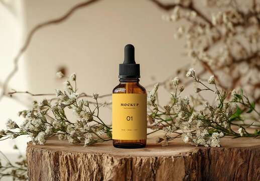 Realistic Packaging Skincare Dropper Bottle Mockup &ndash; AI-Generated Design for Cosmetics, Serums, and Essential Oils with Customizable Branding and Professional Presentation