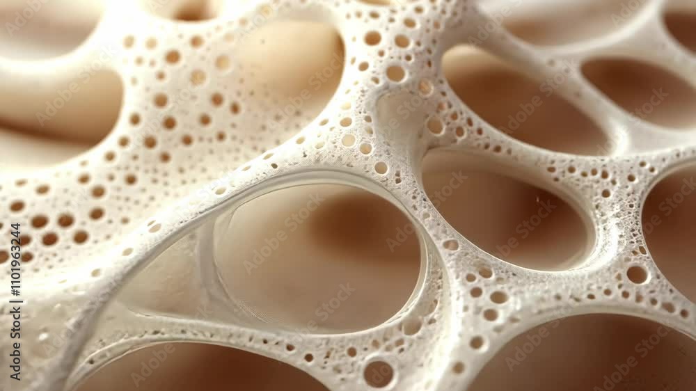 Poster intricate structure of a porous material showcasing delicate holes and curves