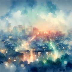 Fototapeta premium A soft dreamy portrayal of the night view from a window rendered