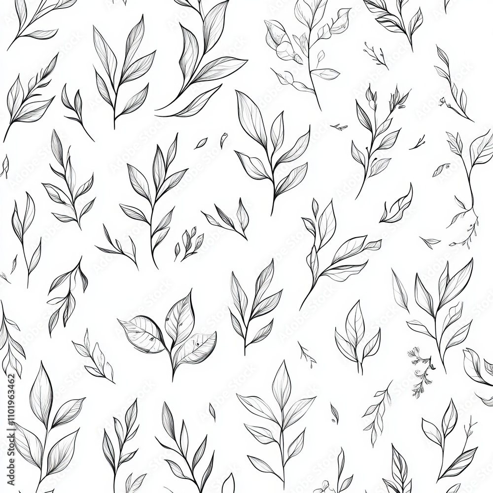 Poster a pattern that flows seamlessly with a single line, complemented by a contemporary floral background