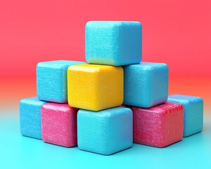 Vibrant Digital Progress Bar Made of Stacking Cubes Symbolizing Growth and Innovation