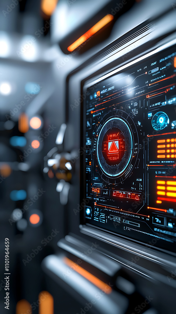 Aufkleber ai monitoring system breach alert futuristic control room digital interface high-tech environment cl