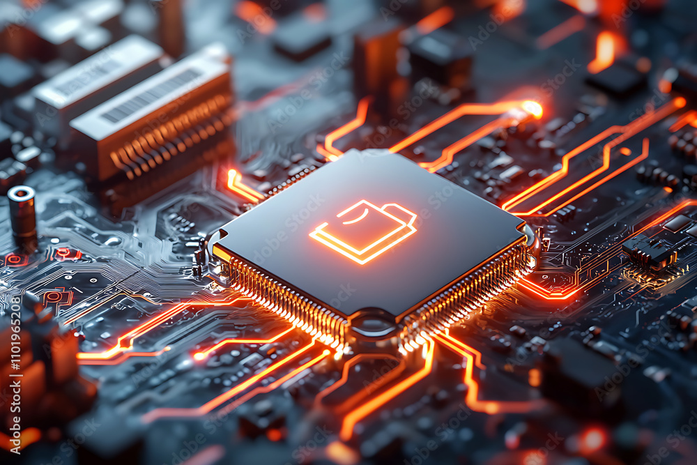 Poster ai security breach protocol alerts technology circuit board digital innovation futuristic environmen