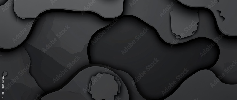 Aufkleber an abstract design with twisted line forms on a black background, accompanied by monochrome sound wa