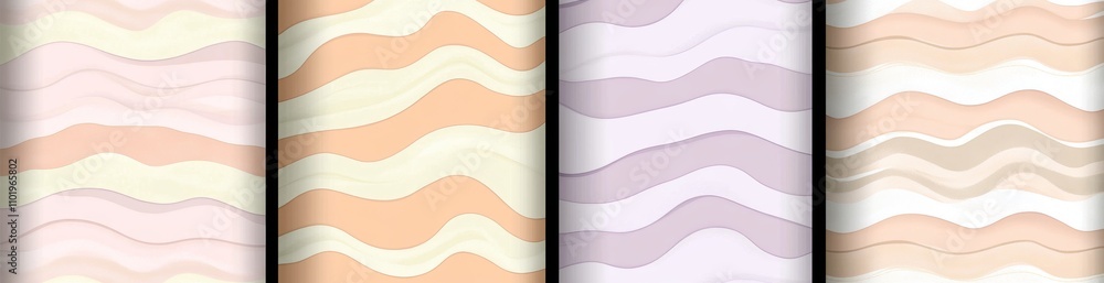 Poster wavy seamless trippy patterns in psychedelic hues. abstract modern swirl backgrounds. textures with 