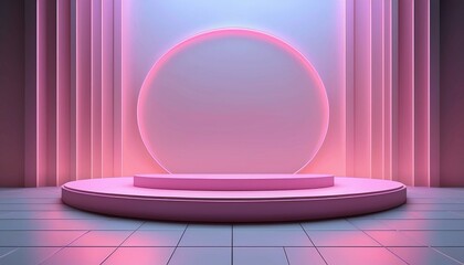 Elegant minimal podium with soft pastel gradient background