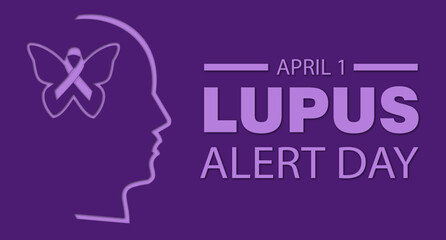 Vector illustration of Lupus Awareness Day poster with purple awareness ribbon celebrated every April 1st