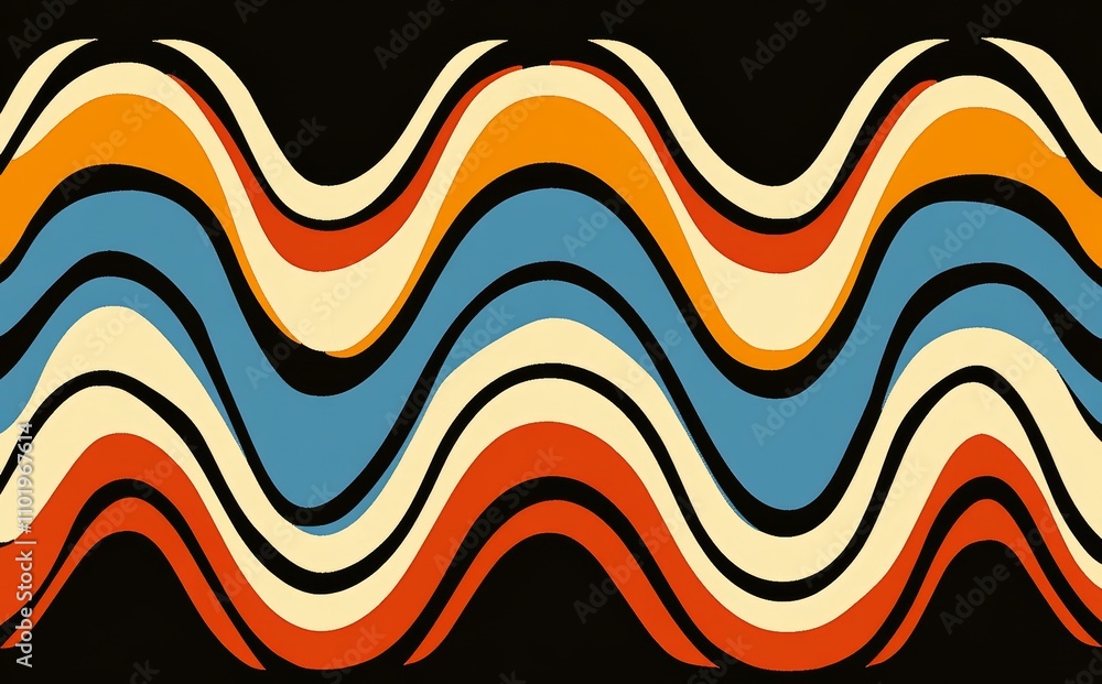 Poster fluid, colorful shapes form an abstract background in a retro-modern design, ideal for use in poster
