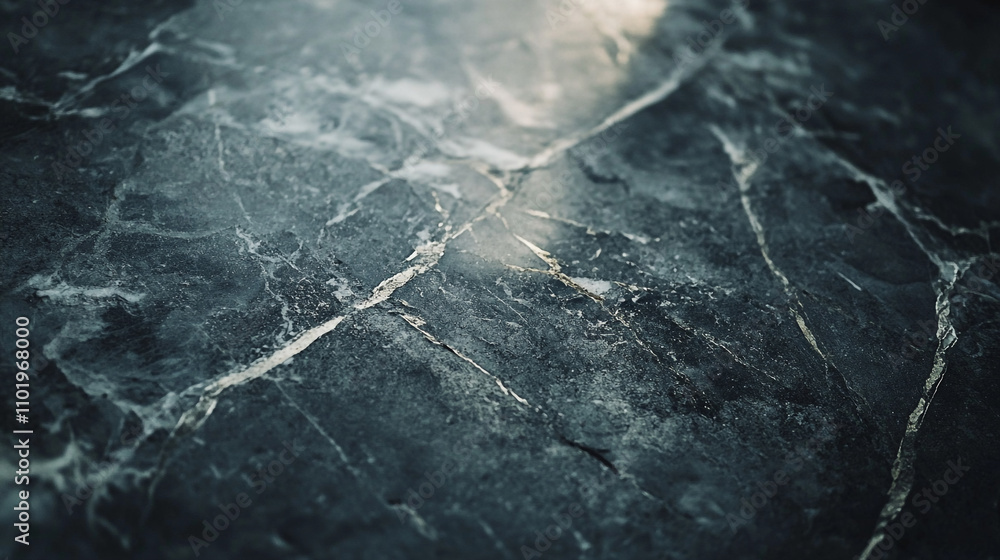 Aufkleber elegant dark marble surface with intricate veins and natural patterns under soft light