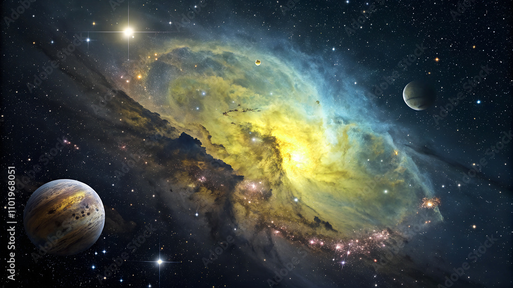 Canvas Prints celestial symphony, the enchanting beauty of colorful nebulae and planets in deep space in the vast 