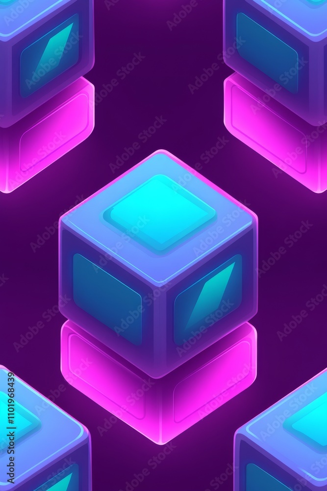 Aufkleber pastel-colored bar graphs forming a three-dimensional pattern on a purple background