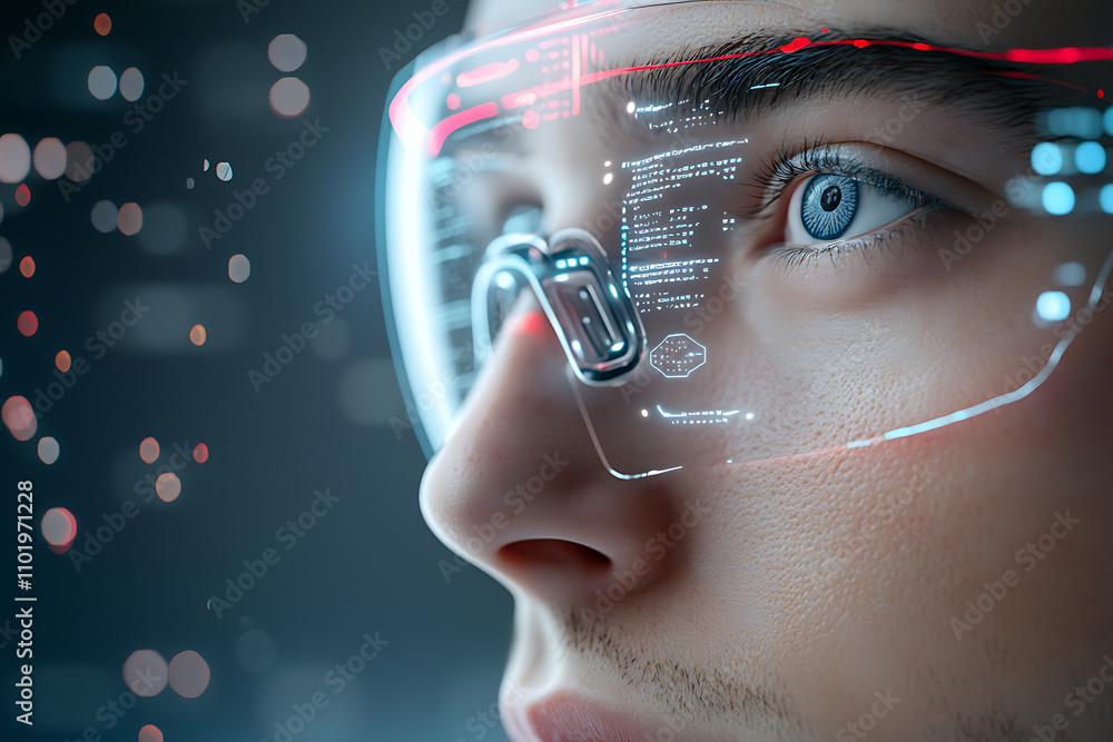 Poster holographic ai technology enhances digital data security futuristic lab environment user perspective