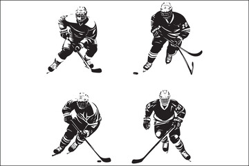 "Dynamic Set of Hockey Player Silhouette Vector Clipart"

