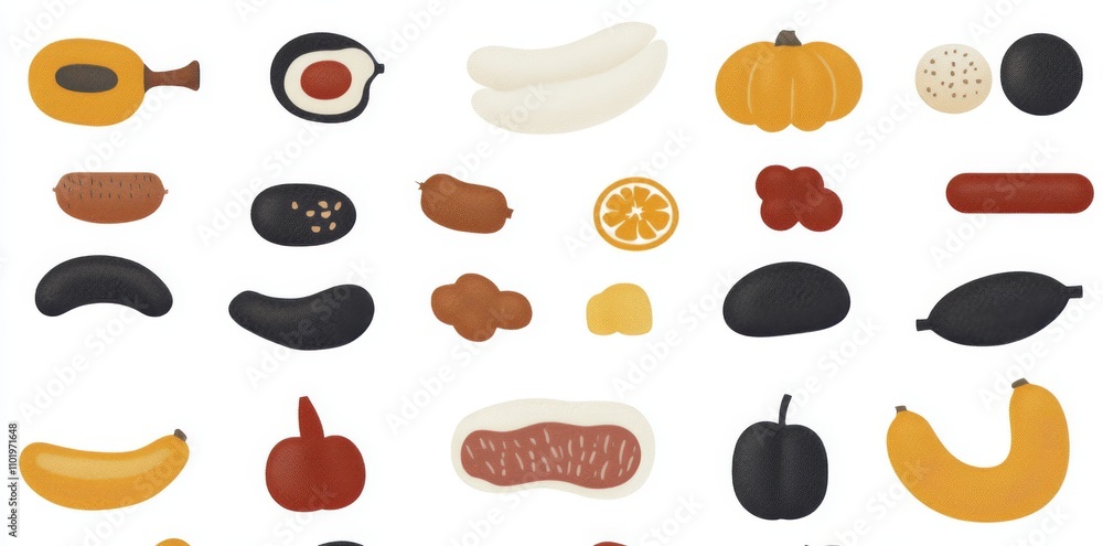 Poster an abstract organic shape pattern, printed seamlessly in a retro style, adorned with a trendy primar