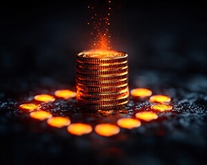 Progress Bar with Golden Coin Stacking for Financial Wealth Accumulation Concept