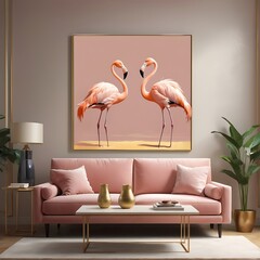 A pair of flamingos standing gracefully