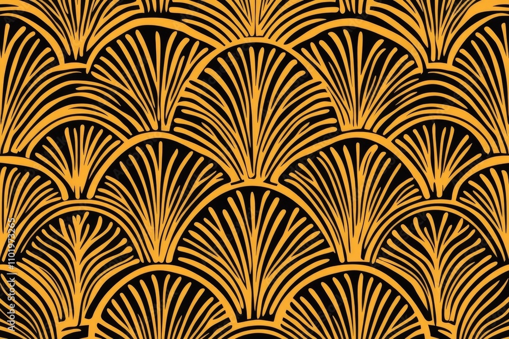 Poster a sleek modern art deco leaf line pattern, set against a white backdrop. created using generative ai