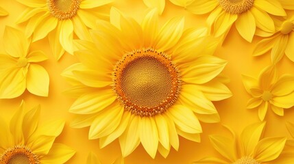Obraz premium Vibrant Sunflower Floral Background with Yellow Petals and Center