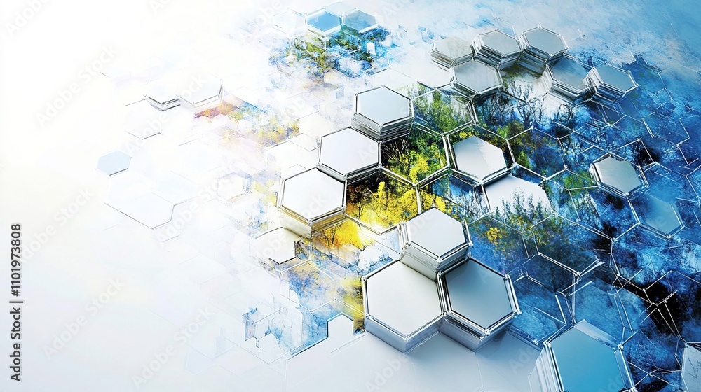Poster abstract hexagonal technology background with vibrant colors