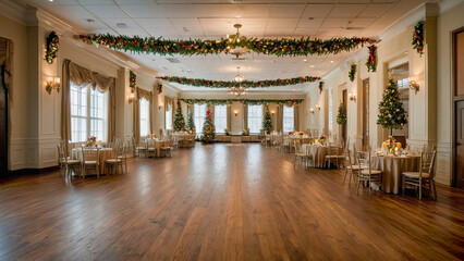 AI-generated images of the reception hall decorated with Christmas spirit