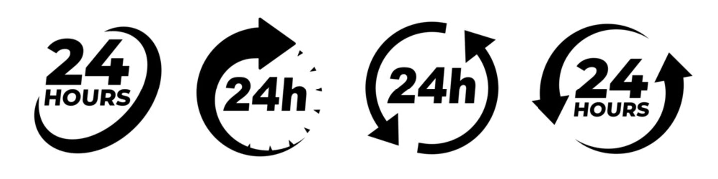 24 h icon. 24 hours icon