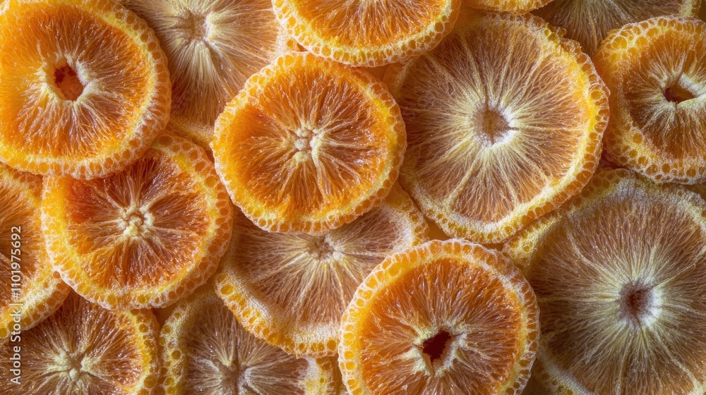 Aufkleber a close-up of dried orange slices arranged in a visually appealing pattern.