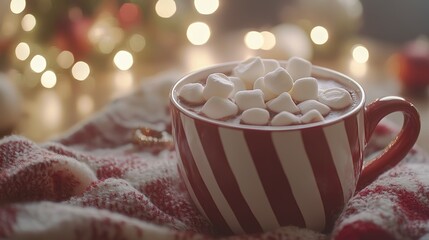Festive Hot Cocoa with Marshmallows, Cozy Christmas Setting