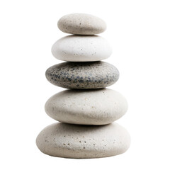 Fototapeta premium Colorful Pyramid Stack of Pebbles on transparent background with Overlapping Small Stones in Simple Minimalistic Design