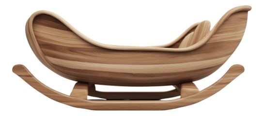 PNG Wooden rocking cradle with curved design
