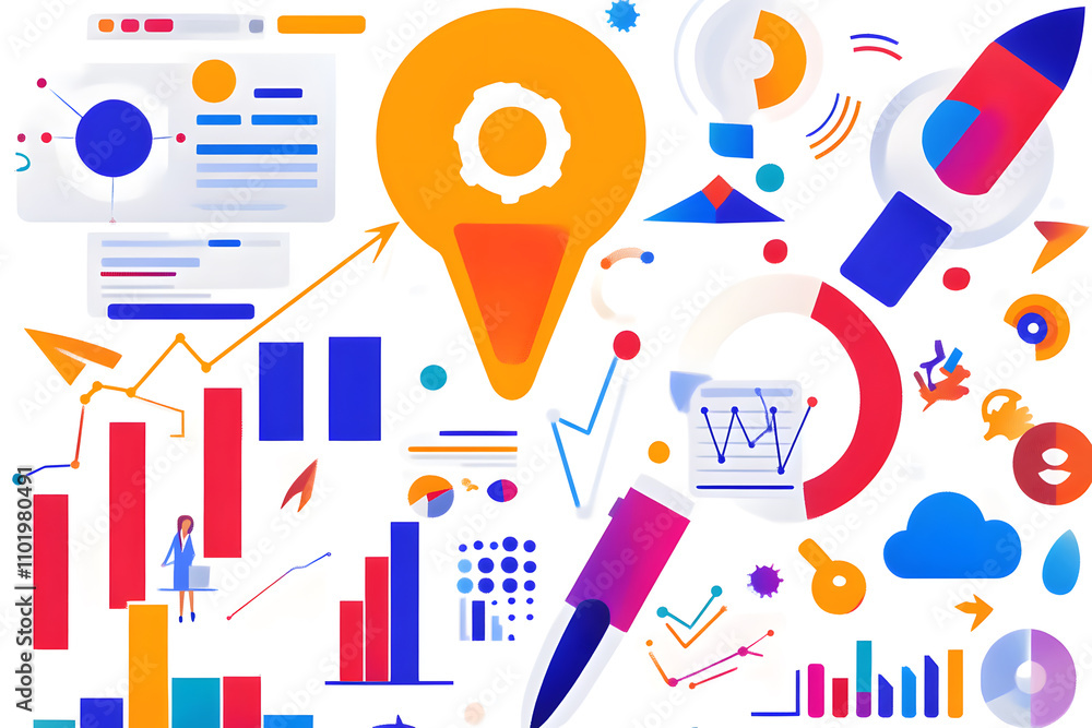 Poster dynamic data visualization techniques digital workspace infographic art creative environment overvie