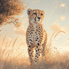 Naklejka premium gepard, leopard, jaguar, cheetahs, katze, tier, leopard, wild lebende tiere, raubtier, wild, felino, säugetier, natur, safari, fleischfresser, tierpark, fell, großkatze, fleck, hunter, jaguar, big, ti